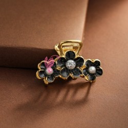 Clama pentru prins parul tip cleste CLM037BB Auriu cu flori si perla